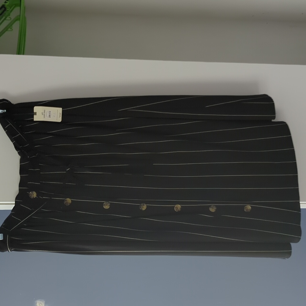 New with tags long button down black and white pinstripe skirt